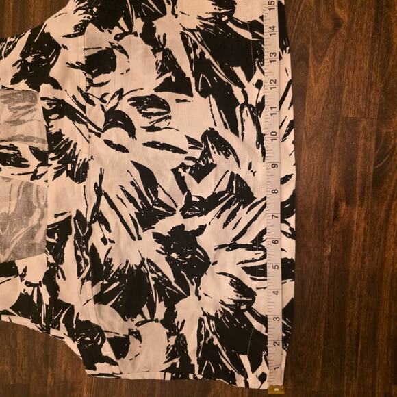Club Monaco Top Womens XS Black White Floral Linen Blend Shell Blouse NWT - Picture 5 of 11